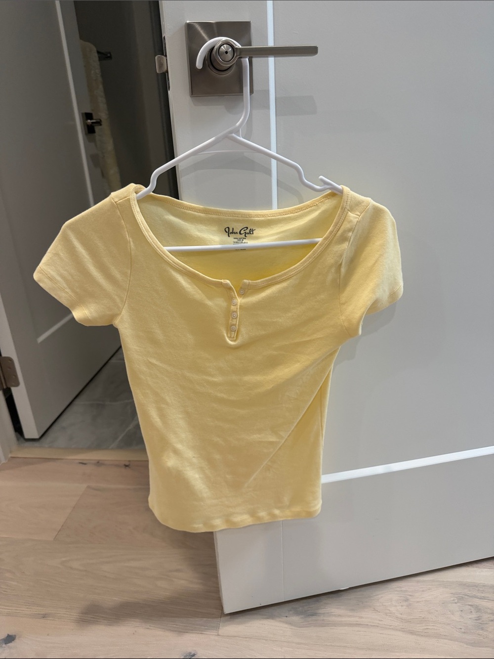 Brandy Melville Pale Yellow Scoop Henley Tee